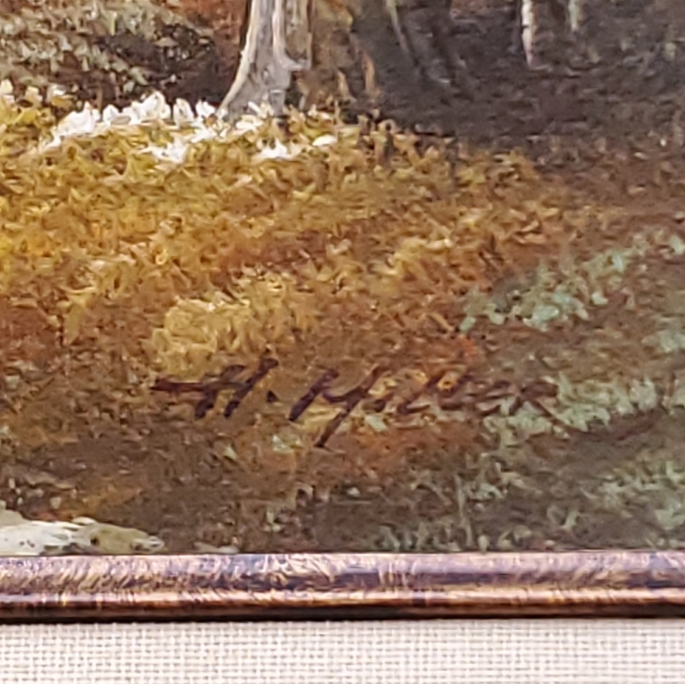 Oil Painting Landscape Trees Waterfall Signed H. Miller Season Fall Autumn VTG - Picture 4 of 16